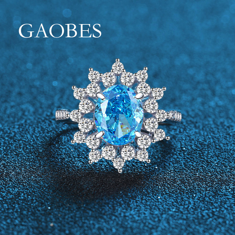 S925 Sterling Silver Red and Blue Sapphire Diamond Ring, Radiant Cut Gemstone Women's Ring, Ice Flower Cut Fashion Jewelry for Women