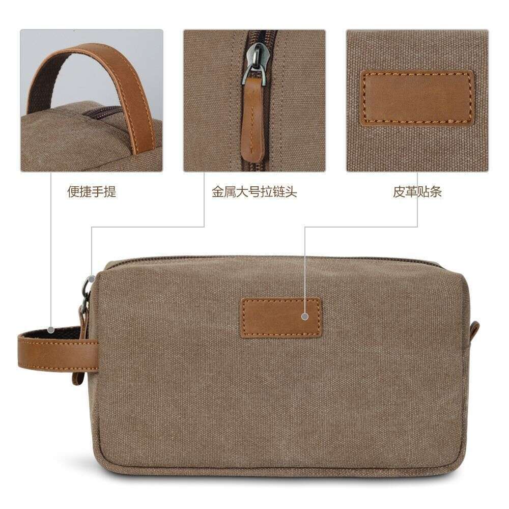 travel bag travel handbag waterproof canvas paired with crazy horse leather storage fashionable makeup bag outdoor