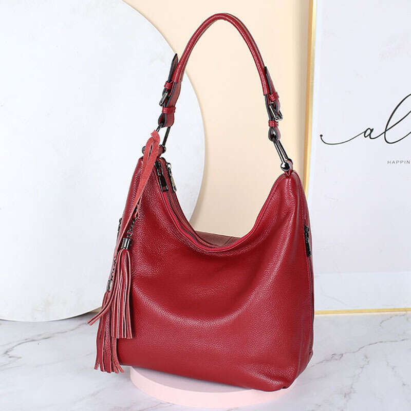 Tote Bag New Top Layer Cowhide Shoulder Genuine Leather Bag Handbag Simple Tassel Women S Bag Lady Bags
