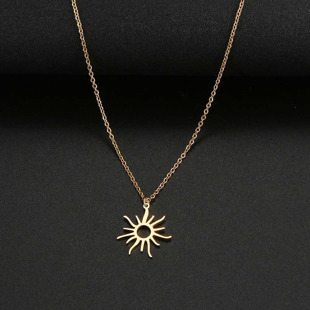 Stainless Steel Necklaces Exquisite Big Sun Style Pendant Collar Chain Fashion Necklace For Women Men Jewelry Friends Best Gifts XJ250524