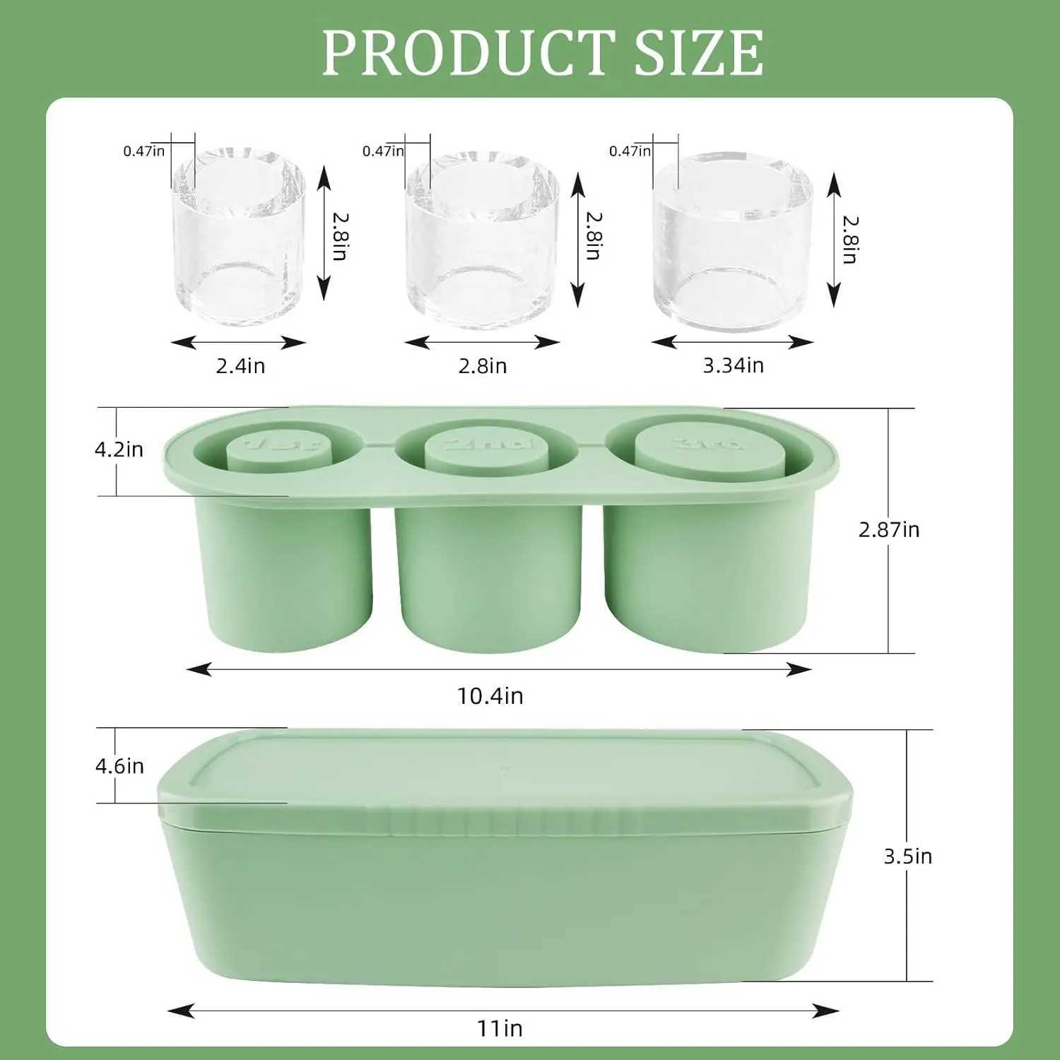 2025 Ice Cube Tray Large Silicone Cylinder Ice Cube Molds Freezer Ice Maker Lid and Bin Ice Drink Juice Whiskey Cocktail Tea Coffee X2505241
