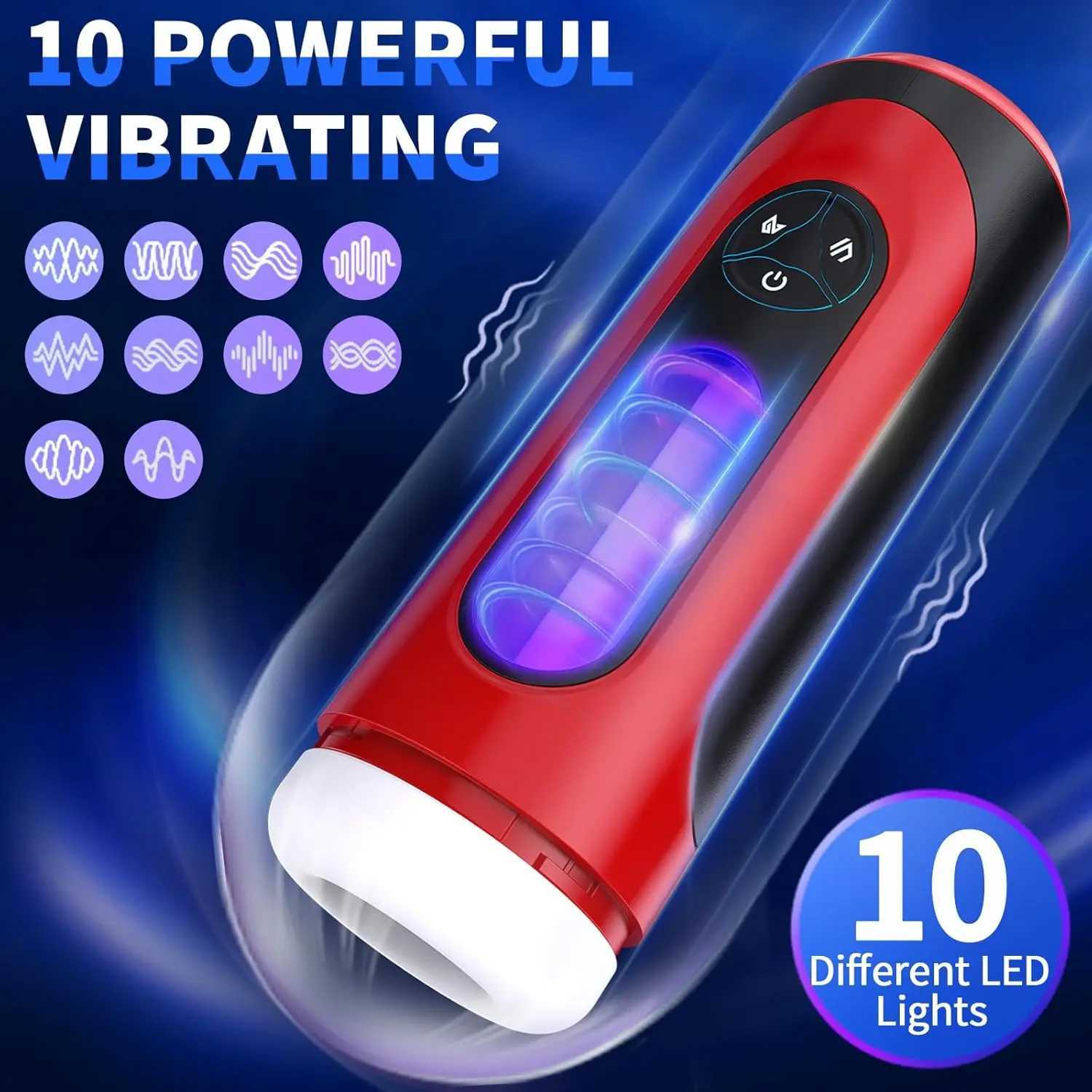 Automatic Male Masturbators Adult Sex Toys for Men Male Masturbator Pocket Pussy with 10 Vibration LED Ambient Light PenXJ250524