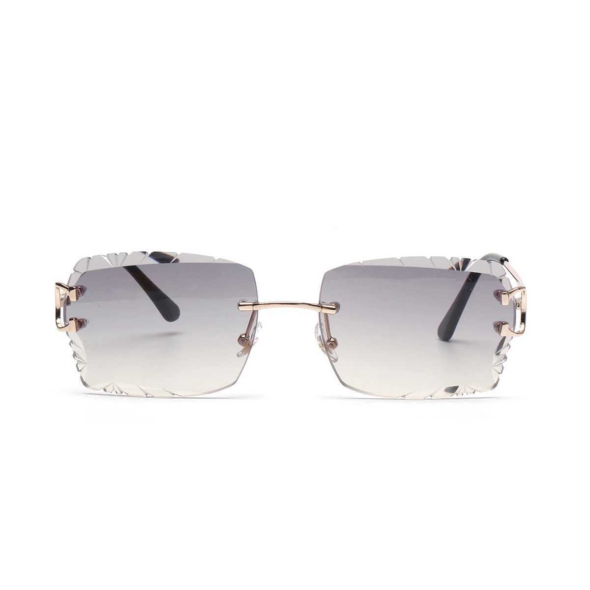 Ruiao Luxury high quality rimless diamond cut nylon lens UV400 Sunglasses fashion square metal legs glasses for men women V250524