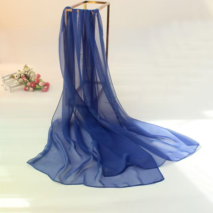 T794 new women's silk scarf sunscreen shawl long red beach towel chiffon solid color scarf dance