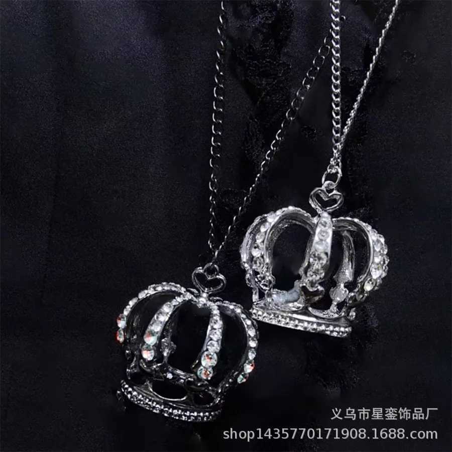 Oversized Landmine Full Drill Crown Pendant Sweater Chain 80cm Clothing Accories Exaggerated Style Metal Crown Sweater ChainXJ250524