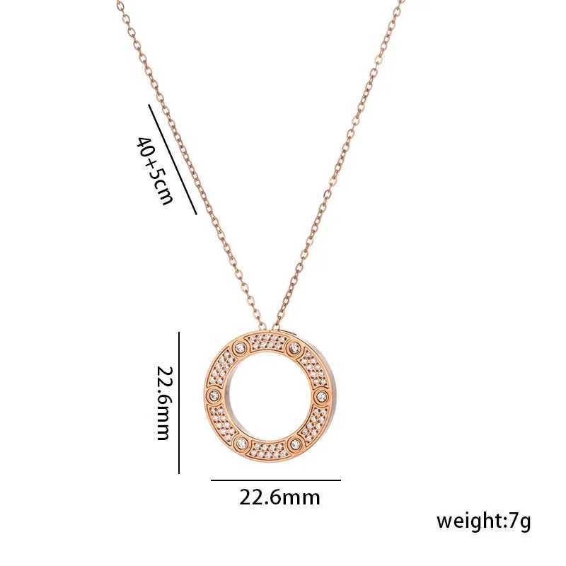 New Fashion Necklace Charms Cross Chain Stainl Steel Necklace Full Zircon Hollow Ring Pendant Necklaces for Women XJ250524