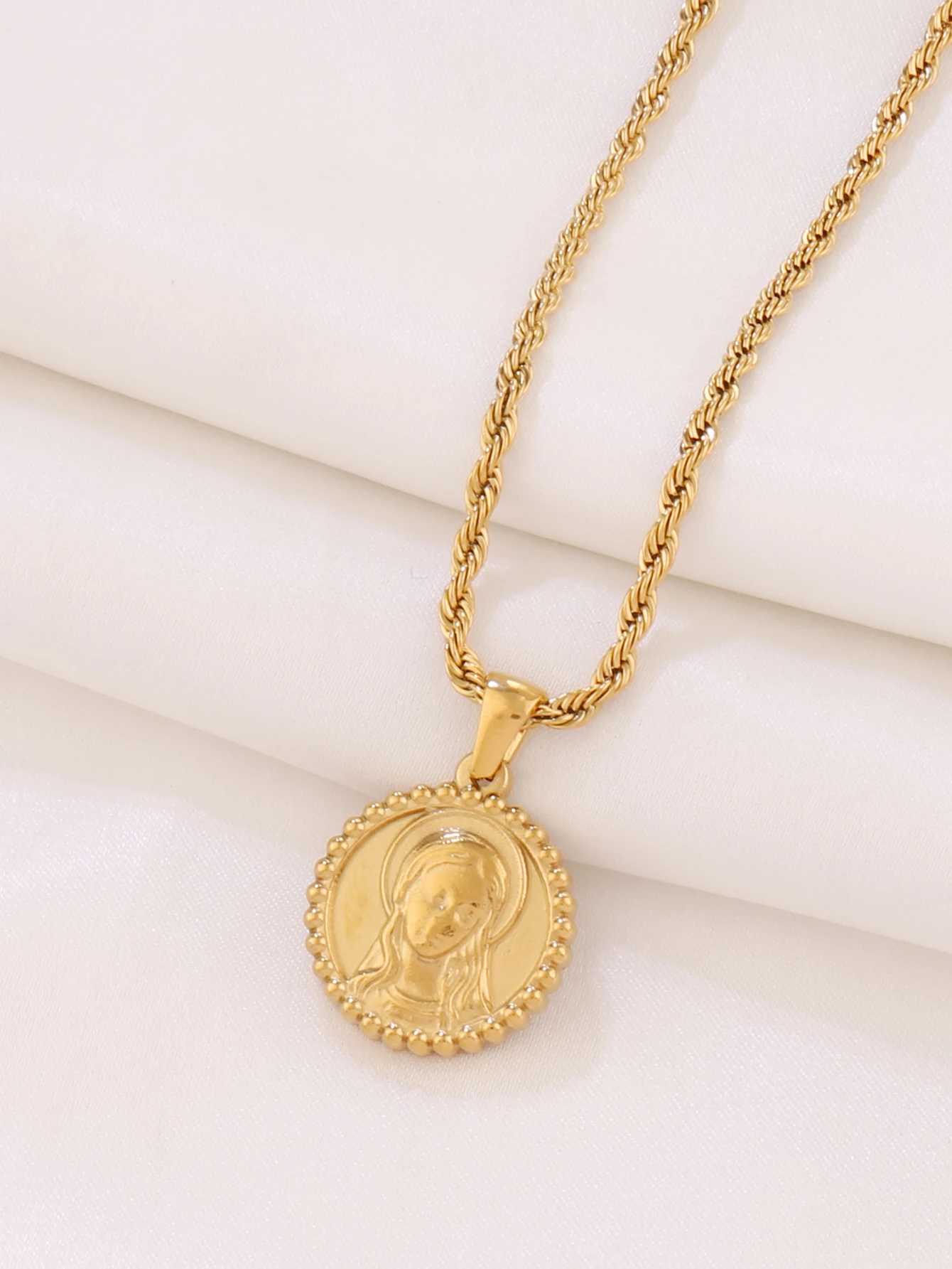 1pcs Stainl Steel Virgin Mary Madonna Godd Charms Religious Pendant Necklace For Women Chain Necklaces Jewelry XJ250524
