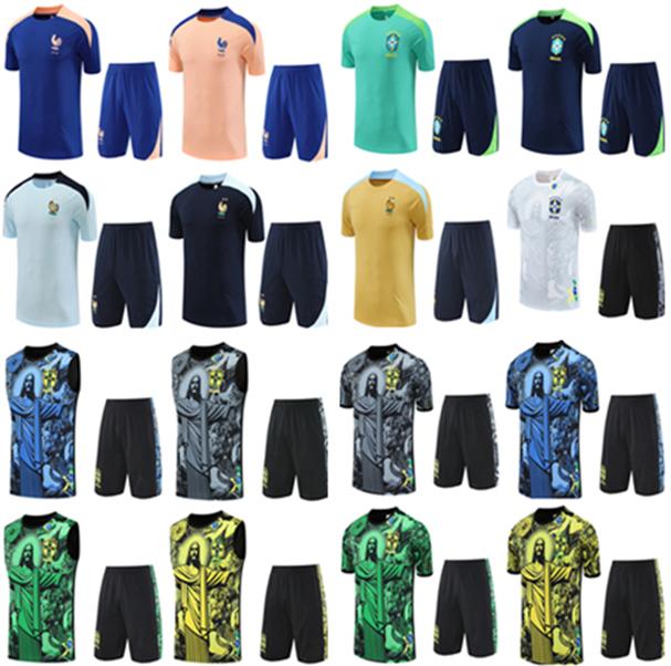 2025/2026 men kids French fra nce tracksuit soccer jersey BENZEMA MBAPPE 25/26 Brazil training suit Short sleeves chandal de futbol sweatshirt Sweater survetement