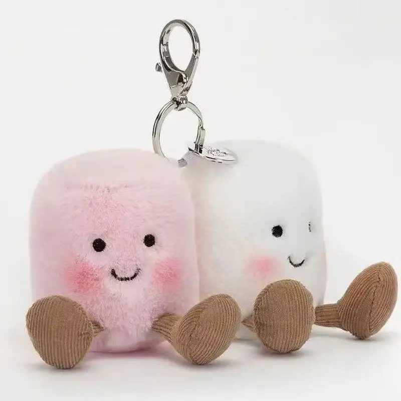 Jelly Fun Marshmallow Keychain Kawaii Doll Pendant Bag Pendant Cartoon Cat Toy Key Chain Accessories Creative Holiday Gifts W250524