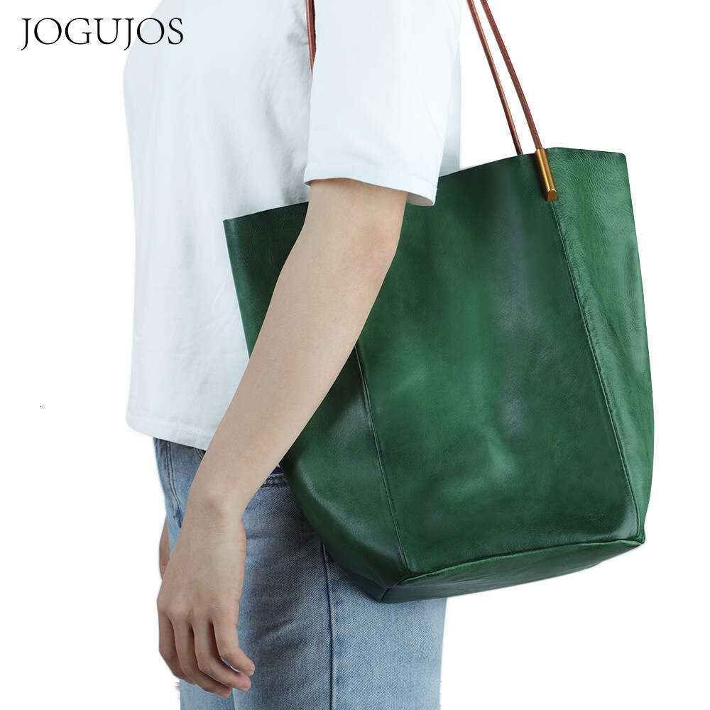 Tote Bag Genuine Leather Women's Bag Design Large Capacity Tote Bag Original Innovative Solid Color Hand-Held Shoulder Crossbody Bag Lady Bags