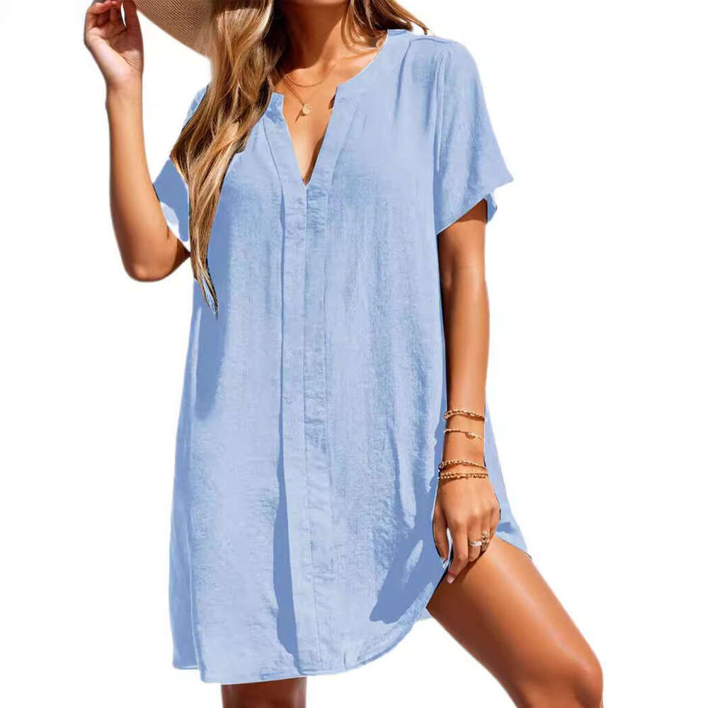 Maxi Dress Women S Clothing Summer Casual V Neck Shirt Dress Beach Skirt Long Dress