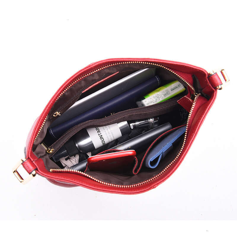 Tote Bag Genuine Leather Women Bag Large Capacity Fashionable Hand-Held One-Shoulder Crossbody Bag Head Layer Cowhide Casual Middle-Aged Mother Bag La