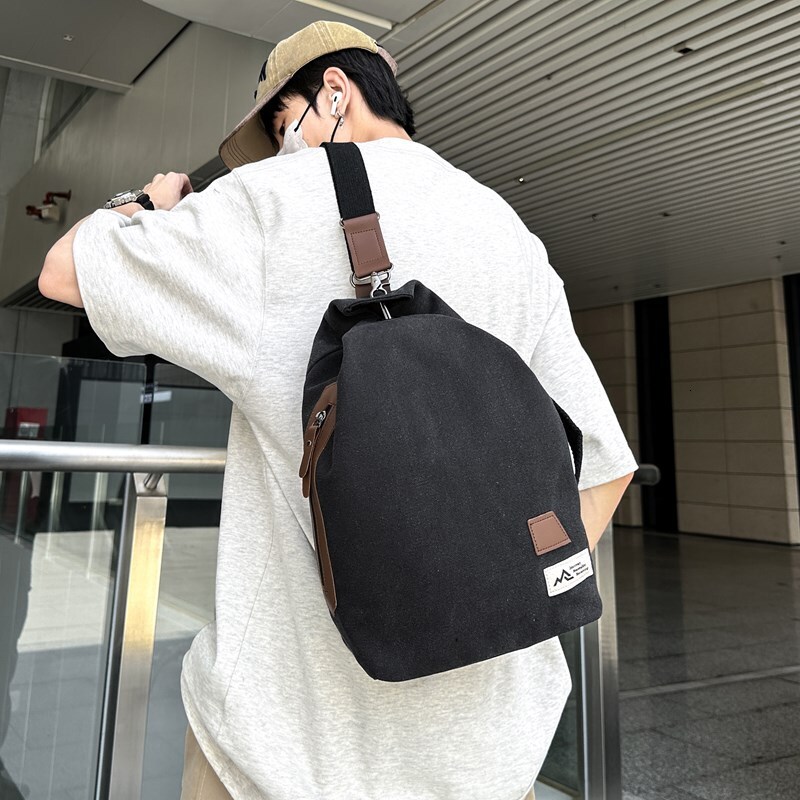 Korean style fashion personalized women's canvas crossbody bag for travel, leisure, sports, portable waist trend bag, designer handbag