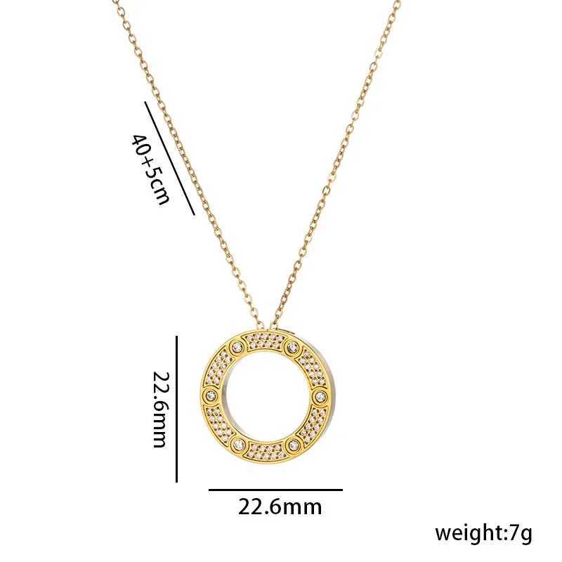 New Fashion Necklace Charms Cross Chain Stainl Steel Necklace Full Zircon Hollow Ring Pendant Necklaces for Women XJ250524