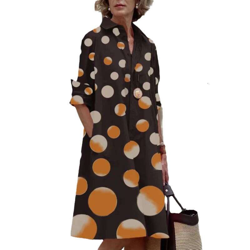 Maxi Dress Autumn Printed Minimalist Mid Length With Sleeves Dress Floral Dress