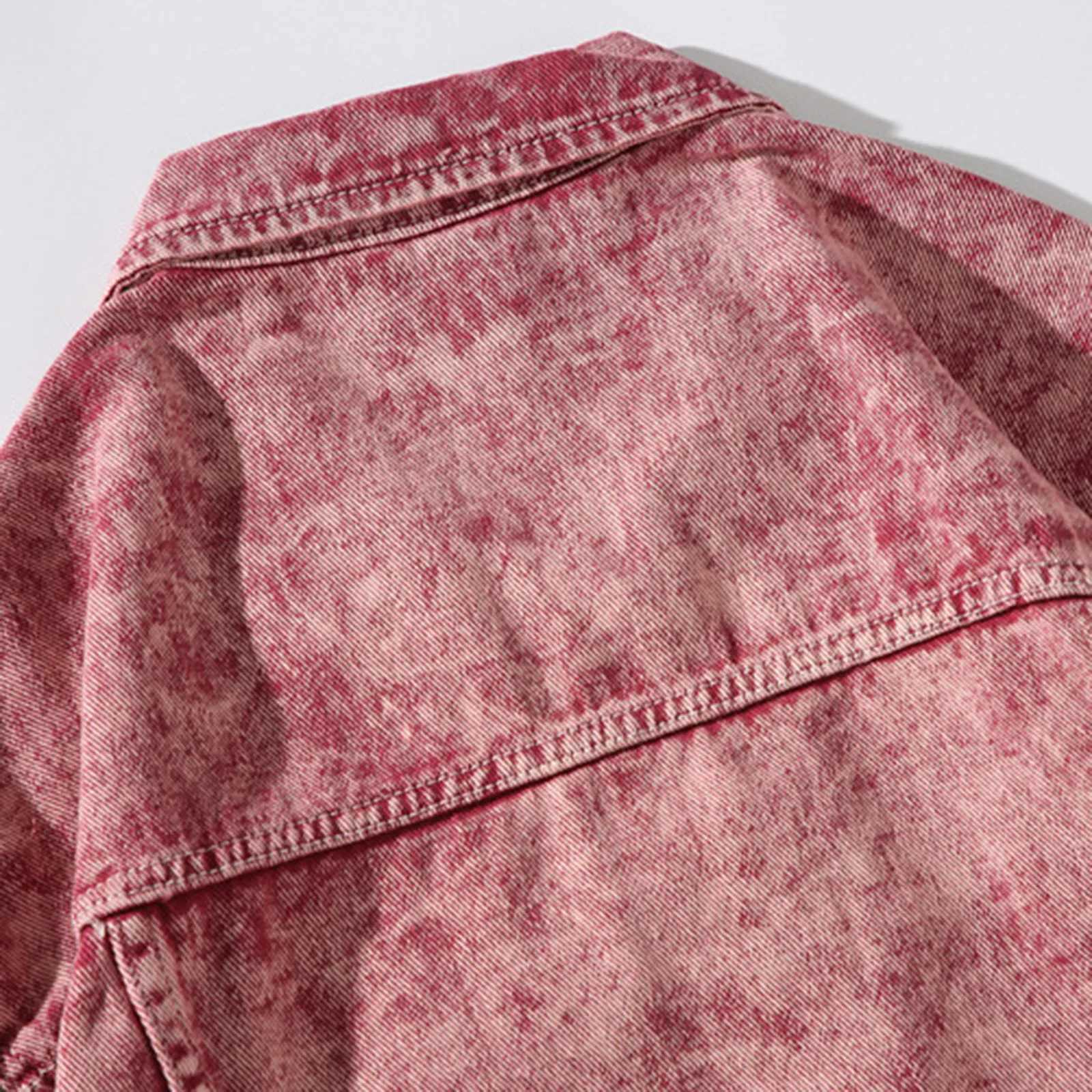 Mens Denim Jacket Cowboy Retro Cotton Denim Coat Spring Loose Fit Jeans Jacket Outerwear Y2k Vintage Ripped Painted Denim Jacket W250524