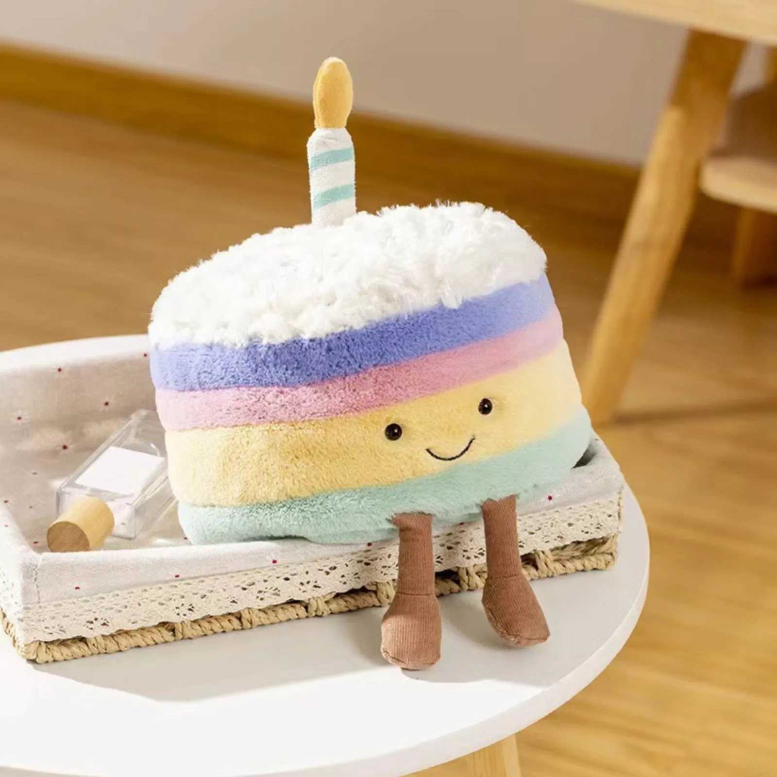 Jelly Colorful Birthday Cake Doll Toys Ornaments Cute Funny Soothing Dolls Creative Cartoon Plush Toys Children Birthday Gifts W250524