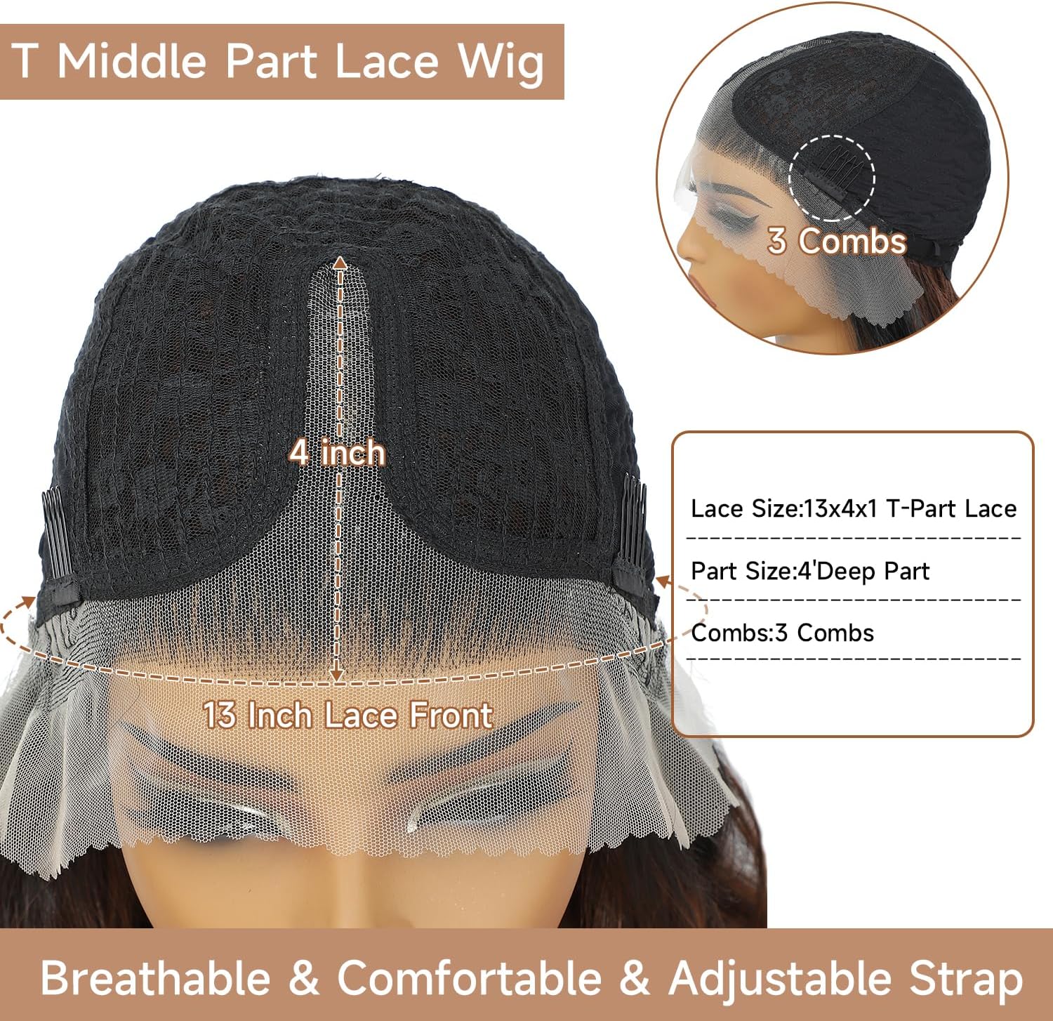 26 inch T-part lace wig synthetic heat-resistant wig | 13x4x1 synthetic lace front wig | long wave wig for women