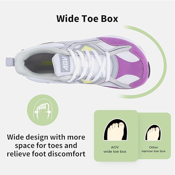Designer Shoes AOV Wide Toe Box Shoes Women Arch Support Walking Shoes for Plantar Fasciitis Orthotic Tennis Sneakers