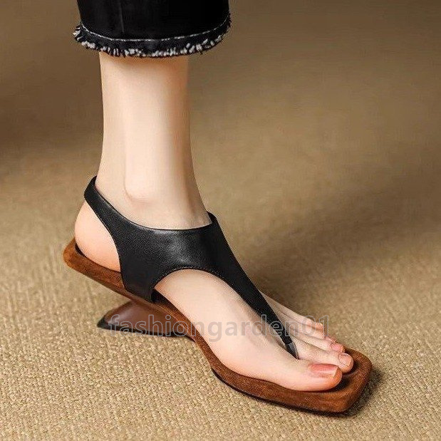 designer sandals retro heels fashion roman womens sliders black white chunky med heel sandal casual daily flip-flop summer slides luxury shoes sandale