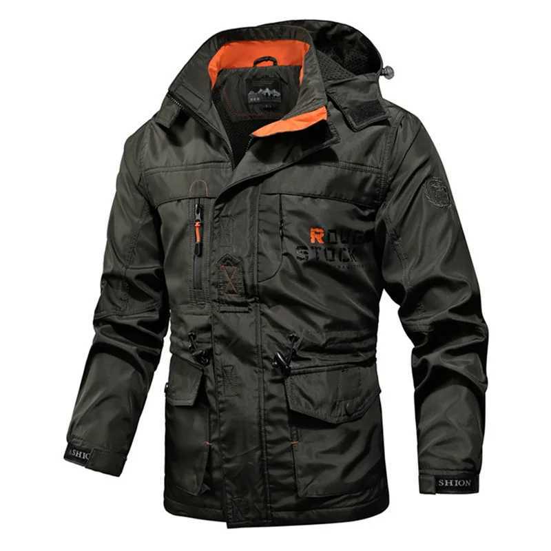 Mens Spring Autumn Jackets Casual Outwear Hiking Windbreaker Hooded Coats Fashion Men Cargo Bomber Jackets Mens Clothing 2024 W250524