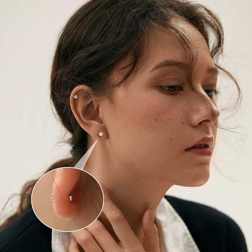 4 pairs of stainless steel magnetic earrings for men and women, non perforated CZ 4-7MM