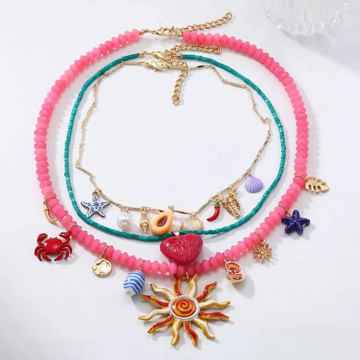 ZAA Fashion Personalized Sun flower multi-layer Necklace XJ250524