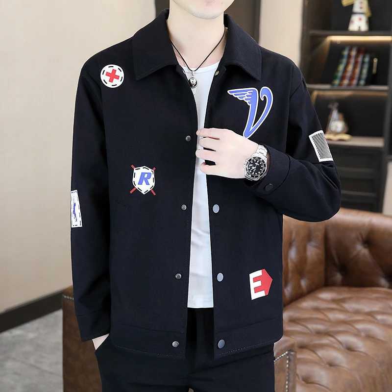 Spring Autumn Mens Lapel New Casual High Street Jacket trend all-match Coat Streetwear Men Fashion jacket W250524