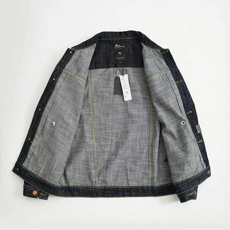 Heavyweight Denim Jackets for Men Autumn American Vintage Casual Loose Outwear Pockets Embroidery Flowers 00% Cotton American W250524