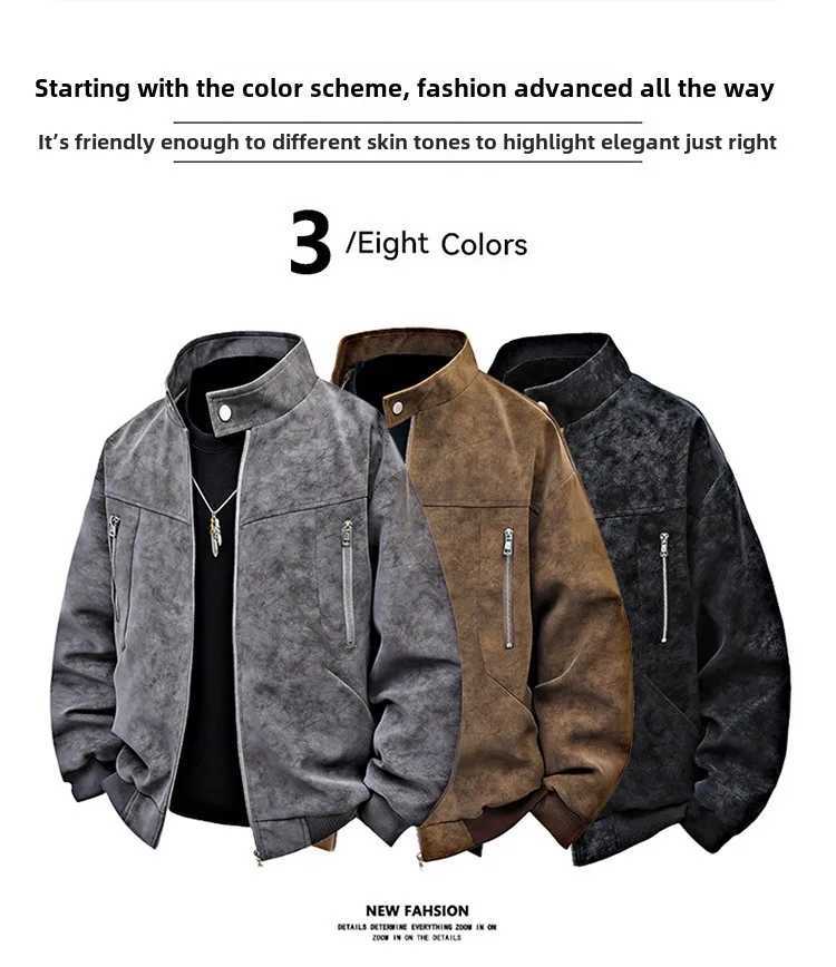 Spring and autumn mens casual lapel jacket mens new American retro brand loose handsome wear-resistant windproof jacket 8XL W250524
