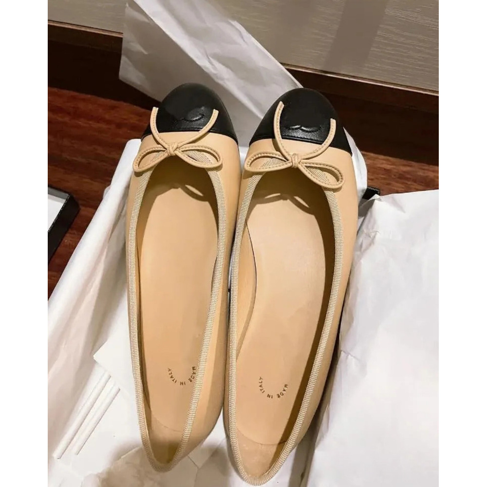 Designer shoes Paris Brand Black Ballet Flats Shoes Women Quilted Genuine Leather Slip on Ballerina Luxury Round Toe Ladies Dress Shoes HJ2G Slingbacks 35-42