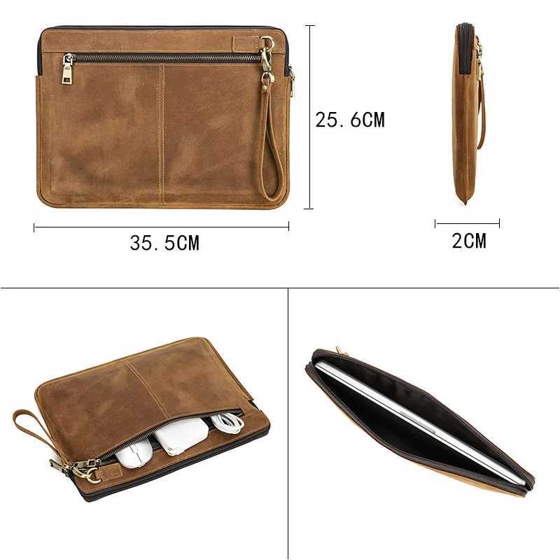 Crazy Horse Leather Laptop Sle Case For Book Pro 14.2Inch Book Pro Book Air Case with Zipper Z250524