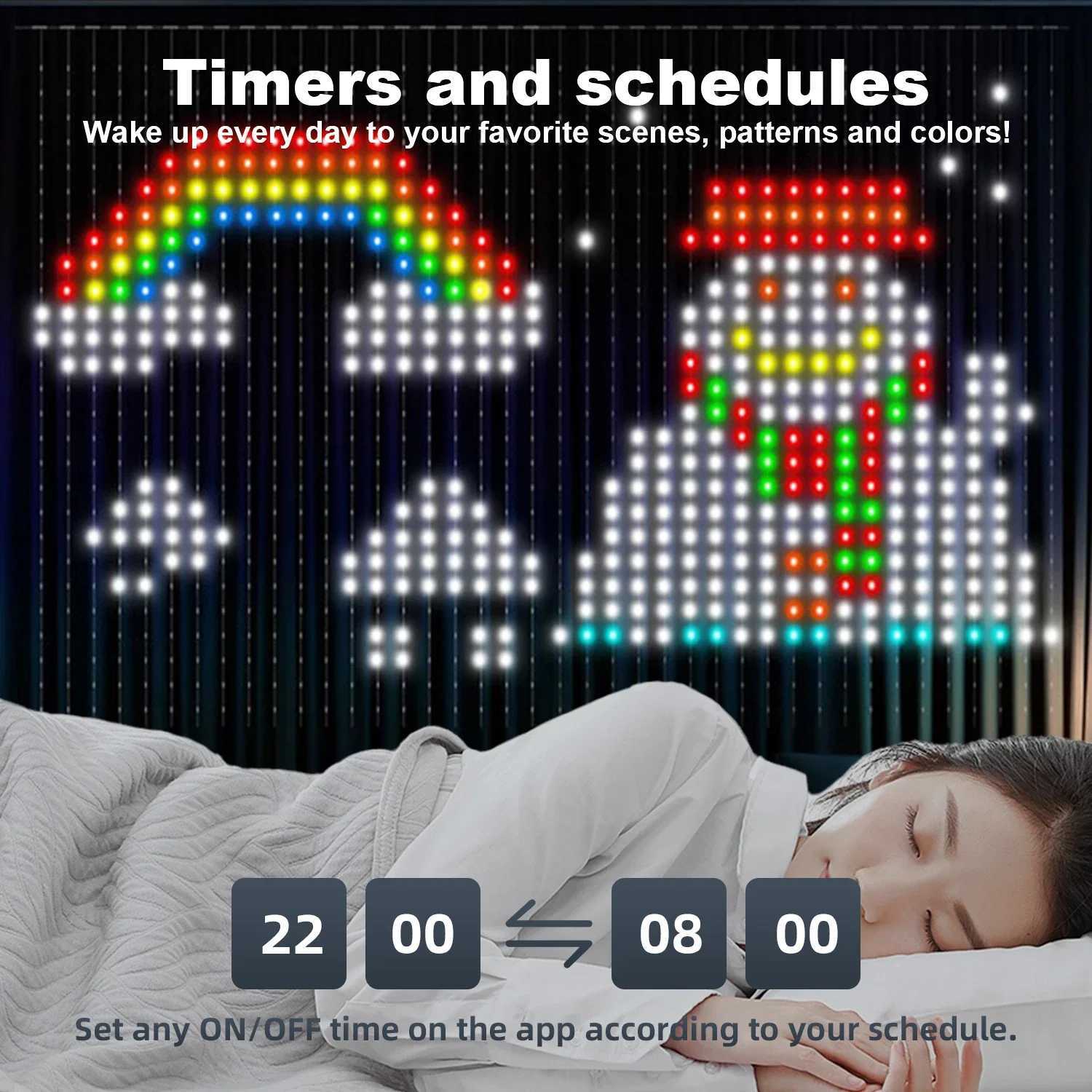 400 LED Smart Curtain Lights String Lights with App Remote Control Music Sync Christmas Curtain String Outdoor Fairy Lights W250524