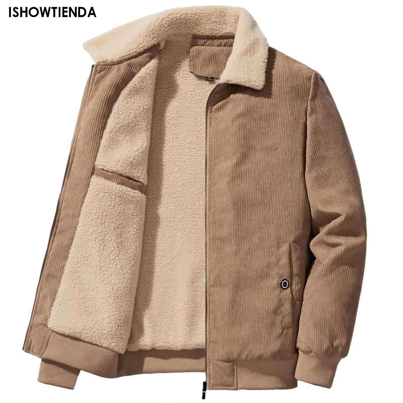 Mens Cotton Jackets Padded Warm Loose Parka Coat Corduroy Short Jacket Man Solid Zip Windbreaker Winter Mens Fleece Jacket W250524