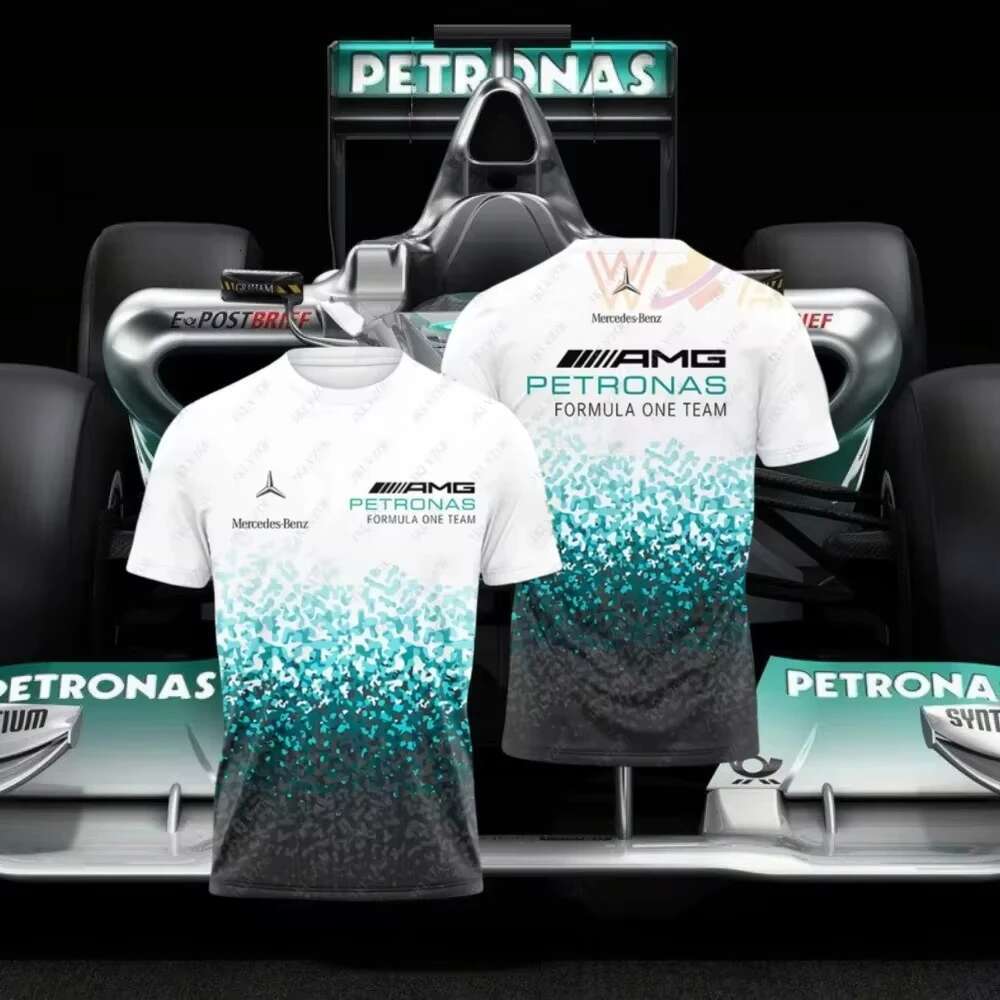 J4f2 Men's T-shirts Mens Quick Drying F1 Racing Mercedes Benz Printed Motorcycle Short Sleeved Comfortable Casual Breathable T-shirt Formula One