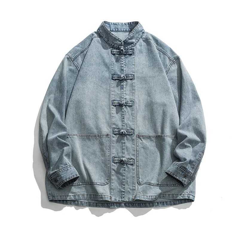 2024 Chinese Style Denim Jacket Men Streetwear Oriental Clothes Autumn Male Jeans Coat Vintage Fashion Hip Hop Loose Outwear W250524