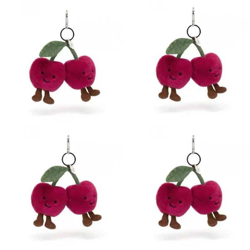 With Tag Cherry Marshmallow Keychain Cotton Candy Two Tone Cutetwo Tone Keychain Bag Pendant Accessories Dolls Pendant Girl Gift W250524