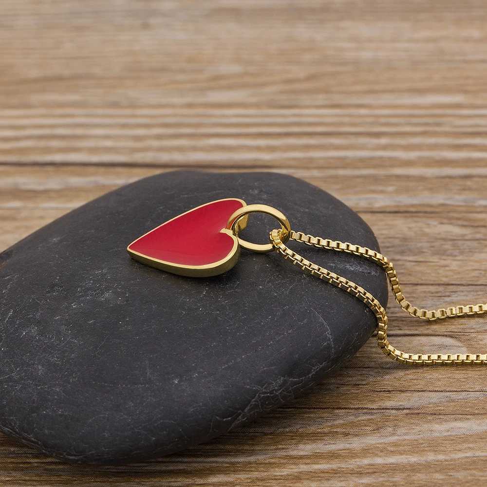 AIBEF Fashion Tiny Red Black Heart Dainty Necklace Gold Plated Women Chain Choker Enameled Pendant Jewelry Accories Girl Gift XJ250524