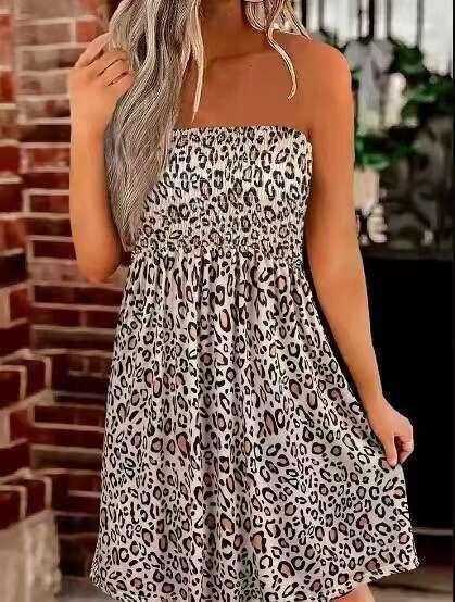 Maxi Dress Independently Developed Summer Beach Skirt Floral Mid Length Dress Bohemian Strapless Printed Wrap Long Dress