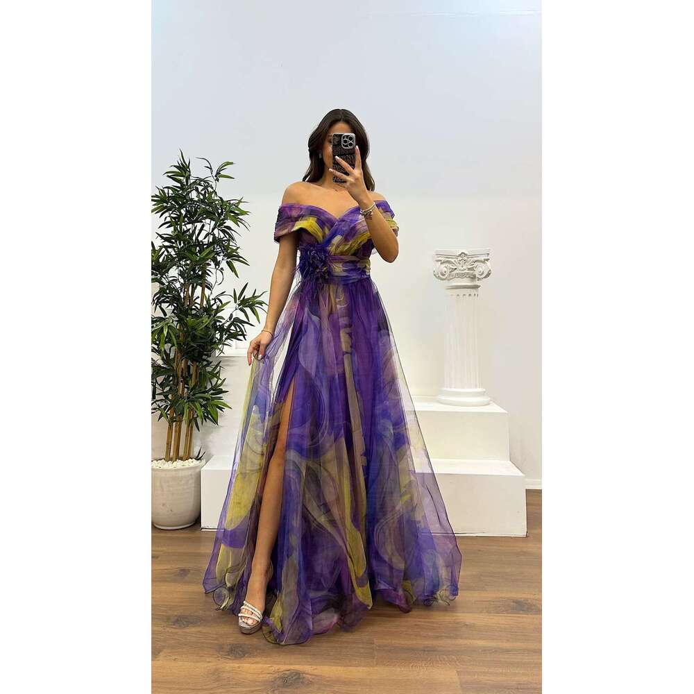 Maxi Dress Spring Summer New Mesh Printed Party INS Casual Fashion Women S Dress Floral Dress