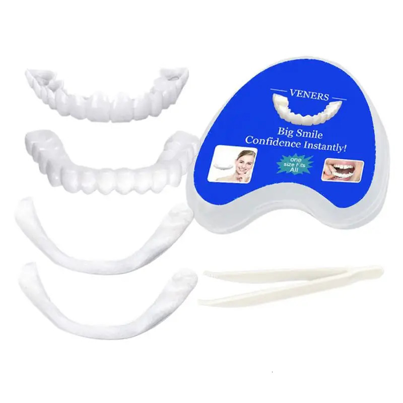 Silicone Upper/Lower Jaw DentureSnap On Teeth Veneers Dentures Teeth Whitening Fake Tooth Cover Snap OnDenture Fake Teeth 250519