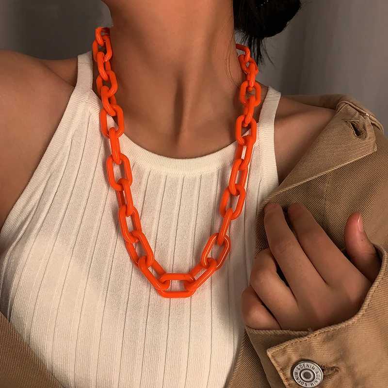 Punk Hip Hop Fashion Acrylic Link Chain Necklace Rock Gothic Chunky Plastic Choker Collar for Women Bijoux Accories XJ250524