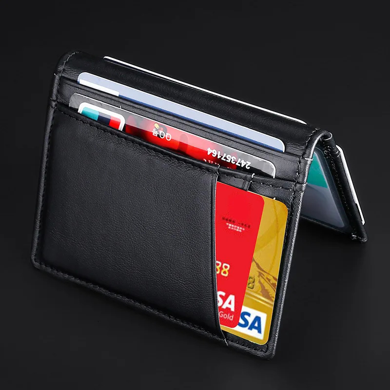 YUECIMIE Men Minimalist Slim Card Holder Genuine Leather Card Wallet Slim Line Thin Mini Small Rfid Passport Id Card Holder Male 250521