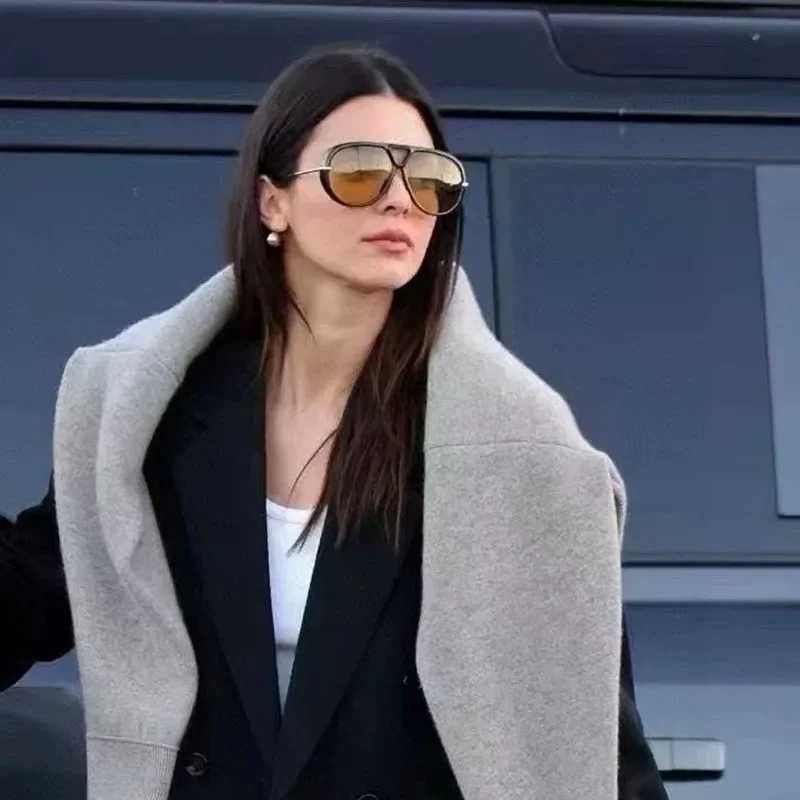 Luxury Brand Designer Oversized Pilot Sunglasses Women For Men 2025 Popular Vintage Sun Glasses Punk Double Bridge Eyeglasses V250524