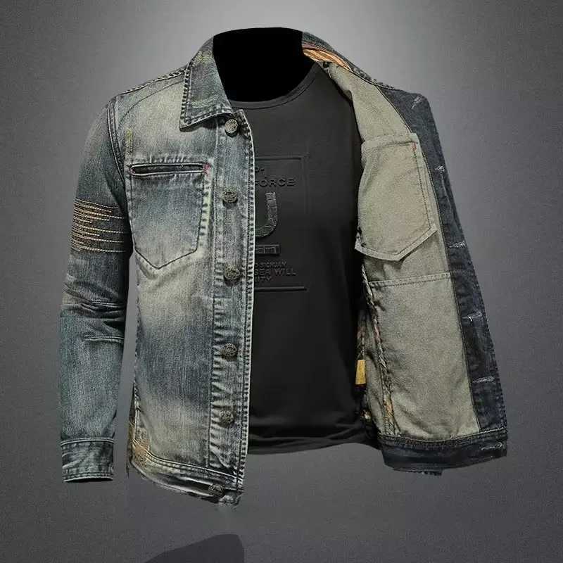 2025 winter denim jacket men Fashion Trench coat men jeans Jacket Mens Casual jackts autumn men classic denim Coat size M-4XL W250524