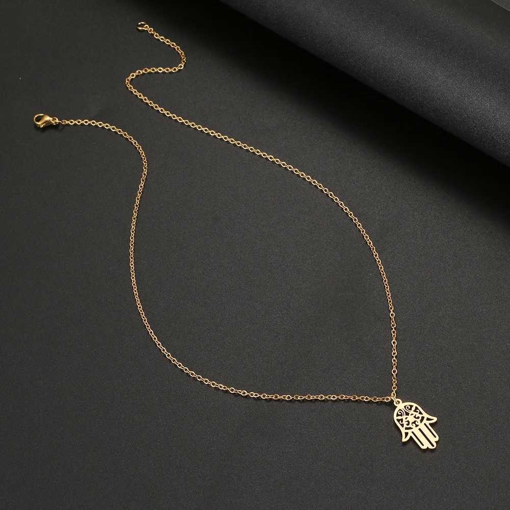 Stainless Steel Necklaces Palm Bohemian Style Pendant Collar Chain Fashion Necklace For Women Men Jewelry Party Friends Gifts XJ250524