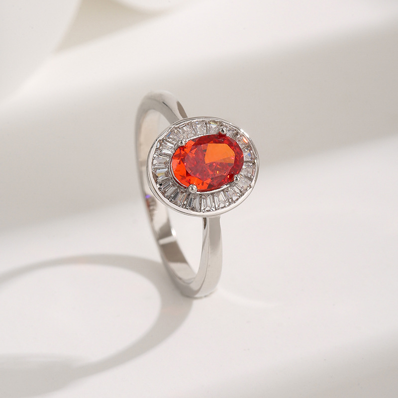 Elegant Multi-Colored Gemstone Oval Rings in Silver for Women - High-Quality Diamond Accent Jewelry, Perfect for Engagement or Fashion Wear