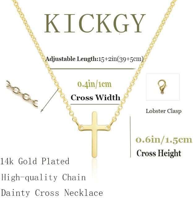 Ladies' exquisite necklace 14k gold-plated small pendant simple ladies' cute cross necklace, fashionable gold jewelry gift