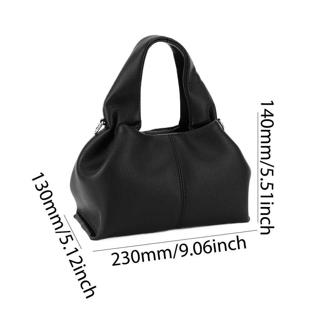 Dumpling Clutch Purse Solid Color Fashion Handbag with Removable Strap Retro Crossbody Bag PU Leather Top Handle Bag for Women W250527