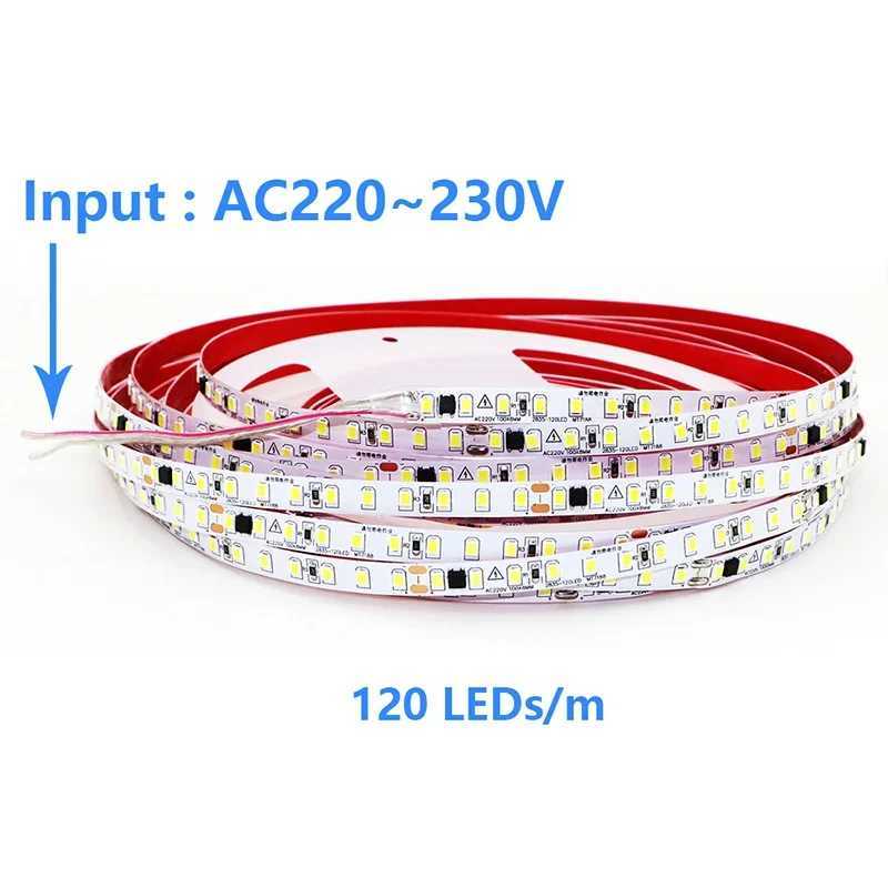 AC 220V 230V LED Strip 2835 120LED/m Home Light Strip Red Ice Blue Green Yellow Pink Flexible And Cuttable Soft Lamp Bar W250701